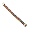 Braided Vegan Leather Magnetic Clasp Bracelet, 7.5" (Pink Gold Tone)