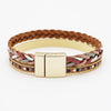 Braided Vegan Leather Magnetic Clasp Bracelet, 7.5" (Pink Gold Tone)