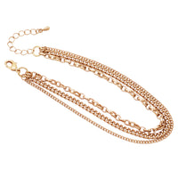 Stunning Triple Strand Draped Gold Tone Chains Ankle Bracelet Anklet, 8"-10" with 2" Extender