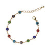 Colorful Glass Bead Protective Talisman Evil Eye Link Chain Bracelet, 7"+2" Extender