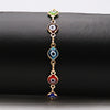 Colorful Glass Bead Protective Talisman Evil Eye Link Chain Bracelet, 7"+2" Extender