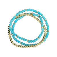 Natural Stone Turquoise & Gold Beaded Bracelet Set