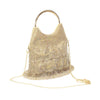 Gold Tone Glittering Crystal Rhinestone Adorned Ruffle Bridal Evening Bag Clutch With Removable Shoulder Chain Purse Strap