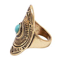 Women's Vintage Western Style Statement Turquoise Howlite Stone Gold Tone Concho Ring, 7.5