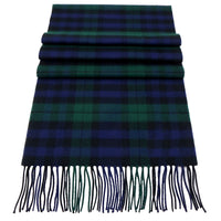 Soft Acrylic Winter Scarf, 66 x 12 Inches with 3 Inch Fringe, Cozy Cold Weather Accessory (Black Watch Taran Plaid, Navy, Green, Black)
