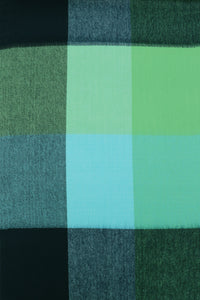 Soft Acrylic Winter Scarf, 66 x 12 Inches with 3 Inch Fringe, Cozy Cold Weather Accessory (Check Turquoise, Navy, Green)