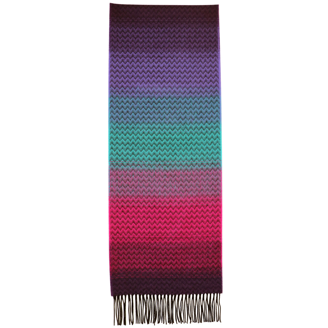 Soft Acrylic Winter Scarf, 66 x 12 Inches with 3 Inch Fringe, Cozy Cold Weather Accessory (Chevron, Navy, Purple, Mauve)