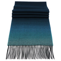 Soft Acrylic Winter Scarf, 66 x 12 Inches with 3 Inch Fringe, Cozy Cold Weather Accessory (Ombre, Navy, Blue)