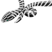 Stunning Black Enamel And Crystal Rhinestones Serpent Snake Statement Jewelry Pieces (Silver Tone Hinged Back Choker Necklace Earring Gift Set, 14")
