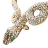 Stunning Three Dimensional Gold Tone Statement Crystal Rhinestone Encrusted Serpent Snake Statement Jewelry Pieces (Collar Necklace And Earring Set, 14")