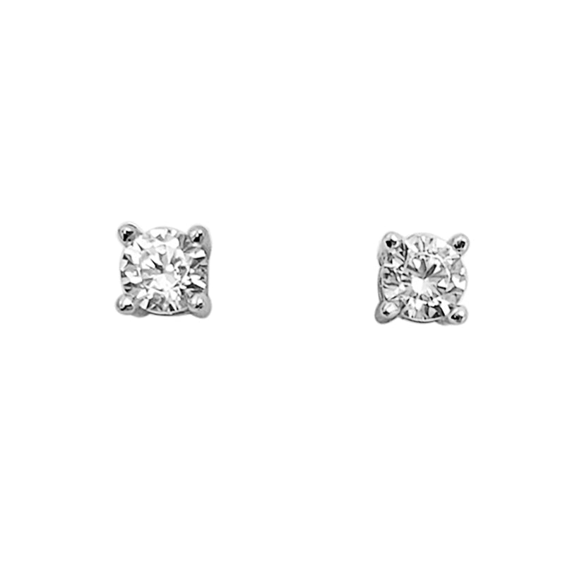 Stunning Sterling Silver With Premium Cubic Zirconia Crystals Hypoallergenic Post Back Stud Earrings (3, Round Cut)