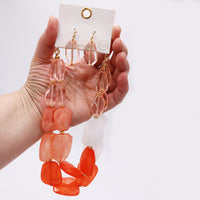 Chic Ombre Polished Resin Statement Necklace Earring Set, 16"+3" Extender Coral