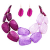 Chic Ombre Polished Resin Statement Necklace Earring Set, 16"+3" Extender