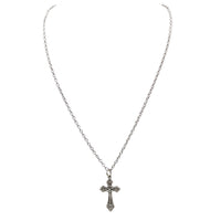 Religious Crucifix Cross Pendant Necklace (Silver Tone)