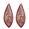 Unbe-leaf-ably Stunning Burgundy Red Vegan Leather And Burnished Copper Tone Textured Leaf Earrings, 3.5