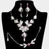 Women's 3 Piece Rhinestone Crystal And Metal Mesh Floral Statement Necklace Bracelet Earring Jewelry Set, 17"+4" Extender