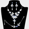 Women's 3 Piece Rhinestone Crystal And Metal Mesh Floral Statement Necklace Bracelet Earring Jewelry Set, 17"+4" Extender