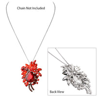 Women's Colorful Glass Crystal Teardrop Flower Statement Brooch Pin Pendant (Red)