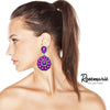 Dramatic Teardrop Crystals Long Shoulder Duster Clip On Style Earrings, 3.5" (Purple Crystal Silver Tone)