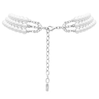 Women's Stunning Multi Strand Classic 8mm Faux Pearl Necklace And Earrings Set, 16"+3" Extender