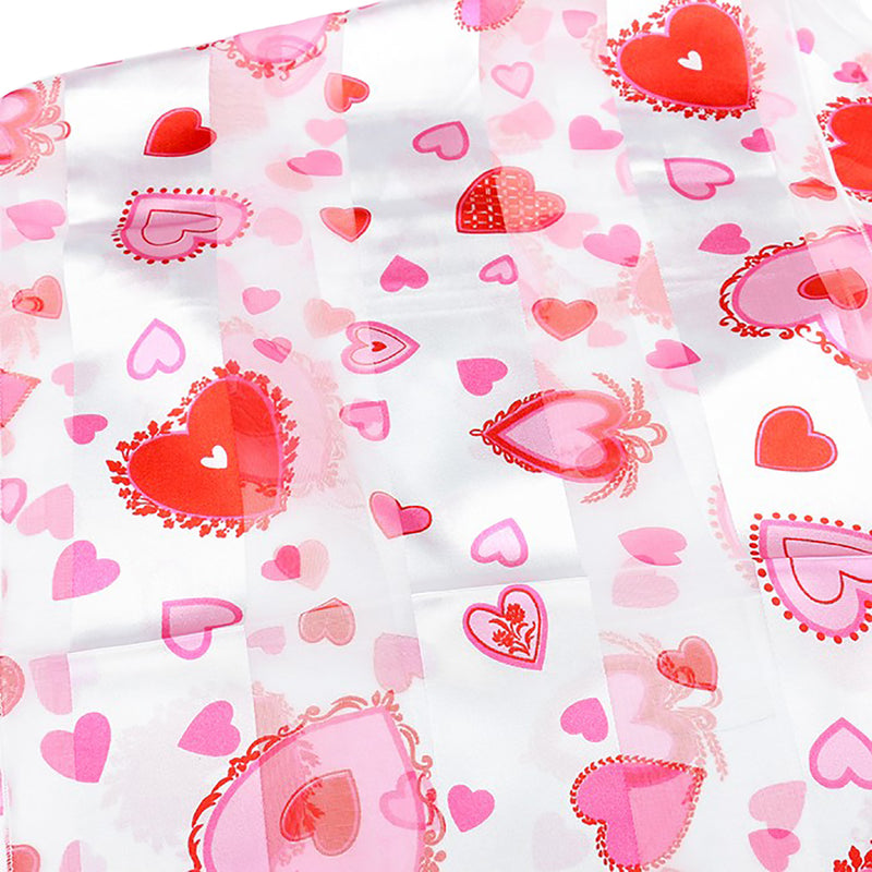 Be My Valentine Silky Stripe Red And Pink Hearts Fashion Scarf, 60" (White Background Red And Pink Hearts)