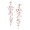 Crystal Rhinestone Bubble Dangle Statement Earrings 3.25 Inches (Clear Crystal Rose Gold Tone)