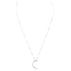 Mesmerizing Celestial Crescent Moon With Premium Cubic Zirconia Crystals Pendant Necklace, 16"+2" Extender (14K White Gold Dipped)