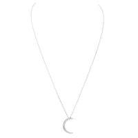 Mesmerizing Celestial Crescent Moon With Premium Cubic Zirconia Crystals Pendant Necklace, 16"+2" Extender (14K White Gold Dipped)