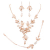 Women's 3 Piece Rhinestone Crystal And Metal Mesh Floral Statement Necklace Bracelet Earring Jewelry Set, 17"+4" Extender