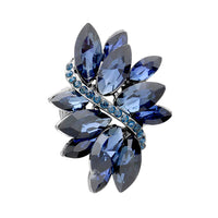 Dazzling Crystal Marquis Leaf Cluster Statement Stretch Cocktail Ring