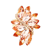 Dazzling Crystal Marquis Leaf Cluster Statement Stretch Cocktail Ring