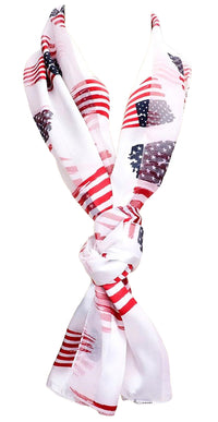 Red White And Blue 4th Of July American Flag Stars Stripes USA Fashion Scarf, 60" (Old Glory White Background)