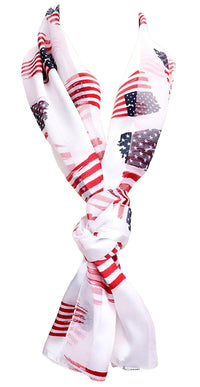 Red White And Blue 4th Of July American Flag Stars Stripes Fashion Scarf, 60"