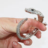 Stunning Hinged Pave Alligator Wrap Bracelet, 2" (Clear Crystal Silver Tone)