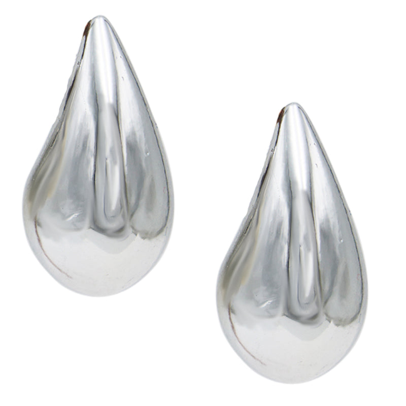 Women's Chic Dipped Chunky Drops Hypoallergenic Post Back Earrings (Large Silver Dipped, 1.75")