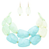 Chic Ombre Polished Resin Statement Necklace Earring Set, 16"+3" Extender