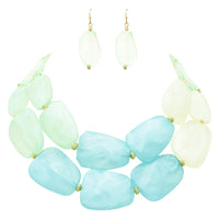 Chic Ombre Polished Resin Statement Necklace Earring Set, 16"+3" Extender