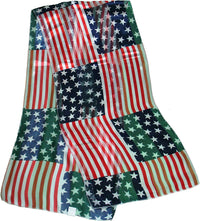 Red White And Blue 4th Of July Satin Stripe USA Fashion Scarf, 60" American Flag Stars Stripes (Block Flag)