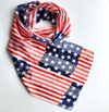 Red White And Blue 4th Of July Satin Stripe USA Fashion Scarf, 60" American Flag Stars Stripes (Block Flag)