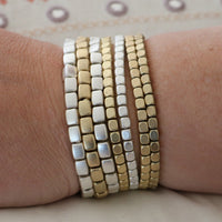 Chunky Nugget Multi Strand Stacking Statement Stretch Bangle Bracelet Set of 7