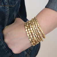Chunky Nugget Multi Strand Stacking Statement Stretch Bangle Bracelet Set of 7