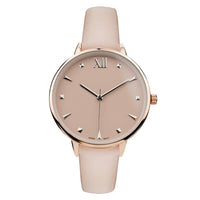 Beautiful Blush Pink Faux Leather Round Band With A Two Toned Face Fashion Watch Rose Gold Tone Hardware Fashion Wrist Band Strap