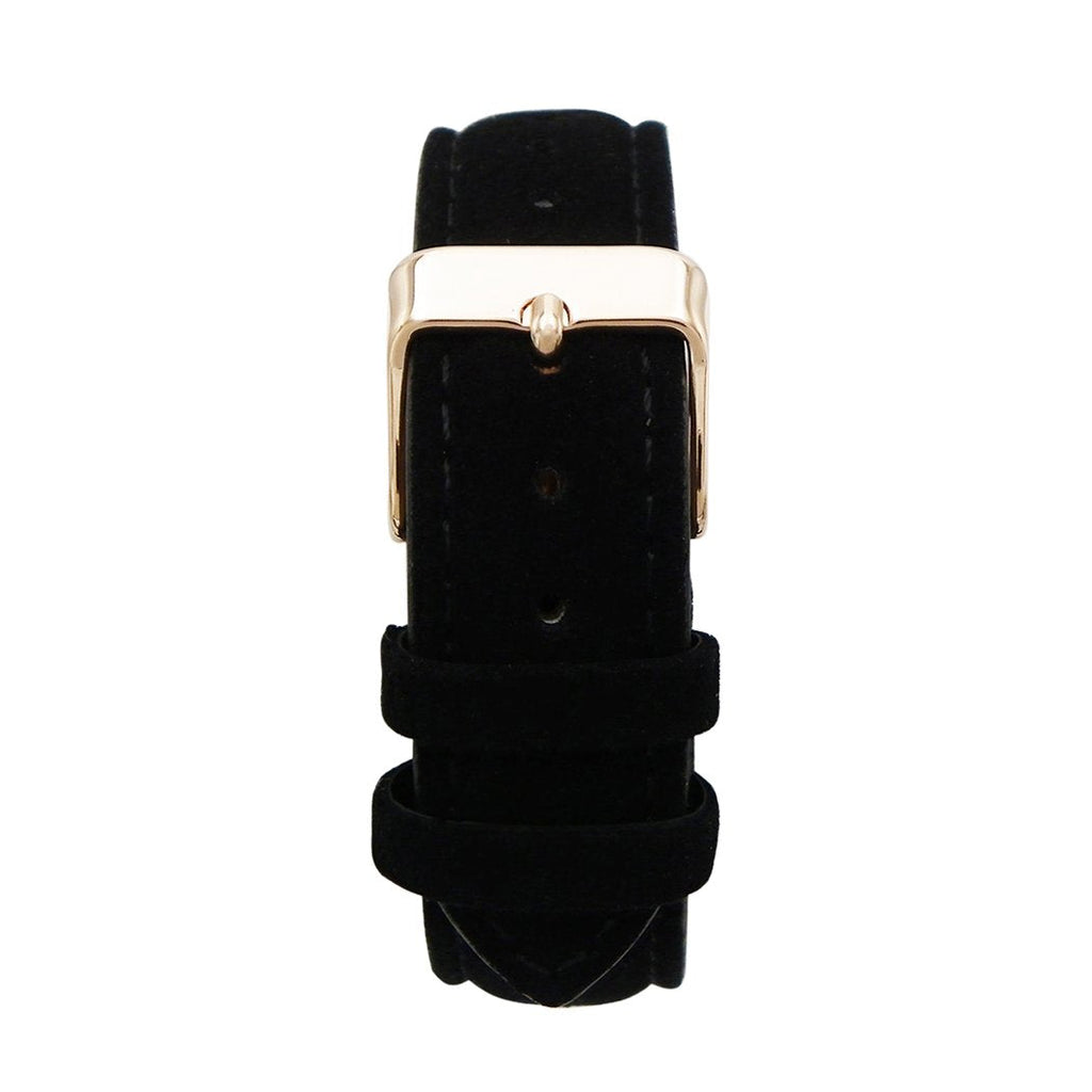 Genuine Leather Mother of Pearl Fashion Watch (Black/Rose Gold)