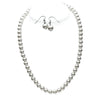 Simulated 8mm Glass Pearl Necklace Strand And Dangle Earrings Set, 16"-19",18"-21" with 3" Extender (White, 16)