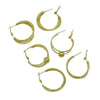 Set of 3 Twisted and Textured Metal Hoop Earring (Gold Tone)