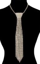 Stunning Crystal Rhinestone Necktie Necklace, 18"+3" Extender (Gold Tone Clear Crystal)