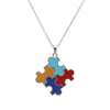 Colorful Enamel Autism Awareness Puzzle Piece Pendant Necklace, 16"-19" with 3" Extender