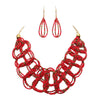 Boho Style Seed Bead Bib Necklace Set (Red)