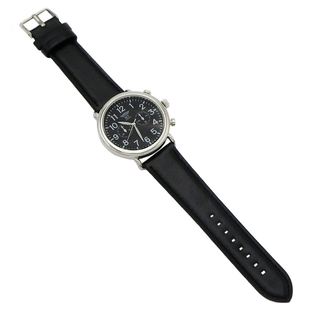 Rosemarie Collections Men's or Women's Simulated Leather Unisex Round Face Watch (Black)