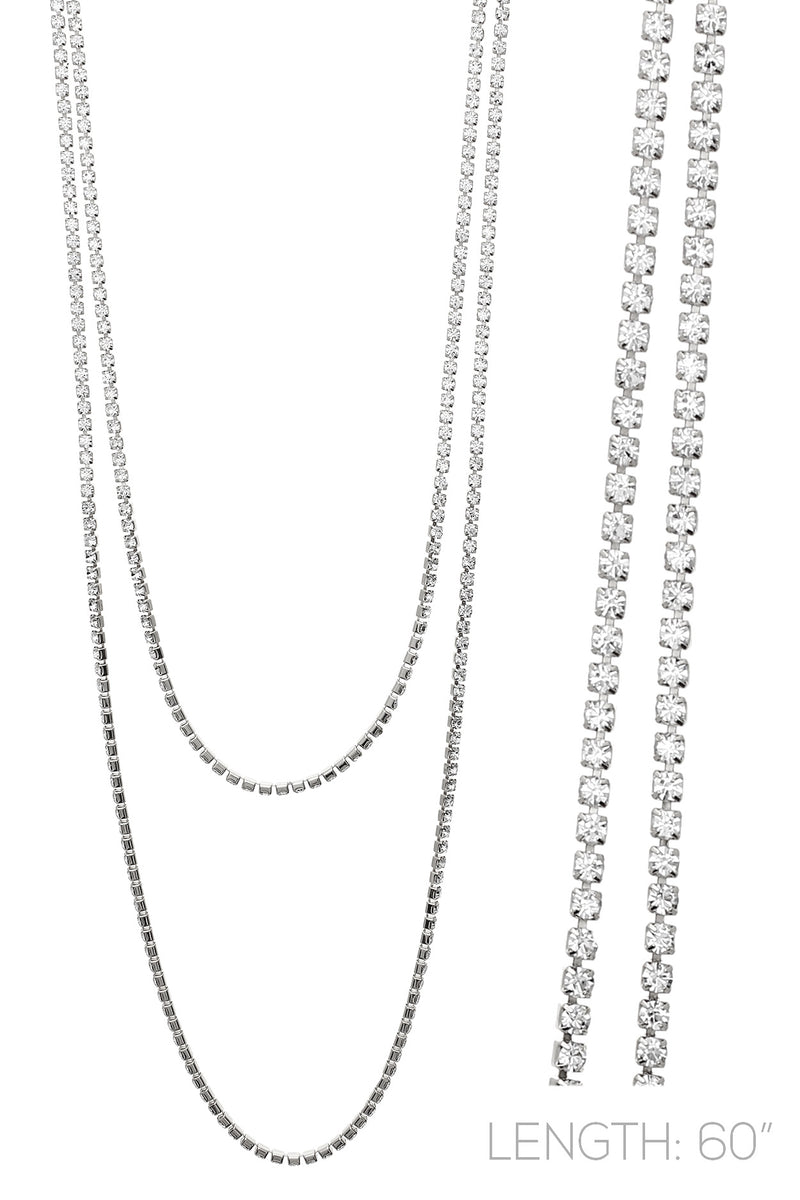 Extra Long Classic Crystal Rhinestone Statement Necklace Size 60 inches